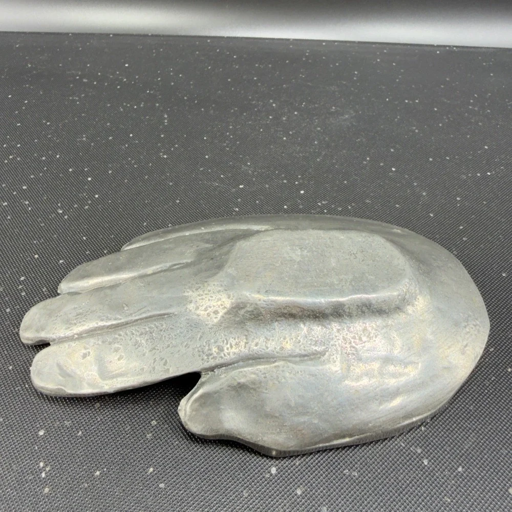 Patrick Meyer Pewter Art Hand Brutalist Modernist Jewelry Trinket Dish Catchall‎